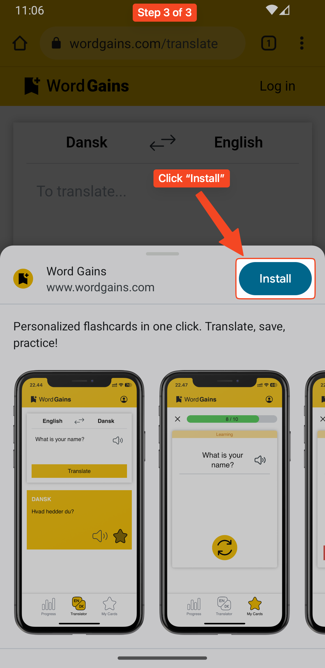 Translate Step Example